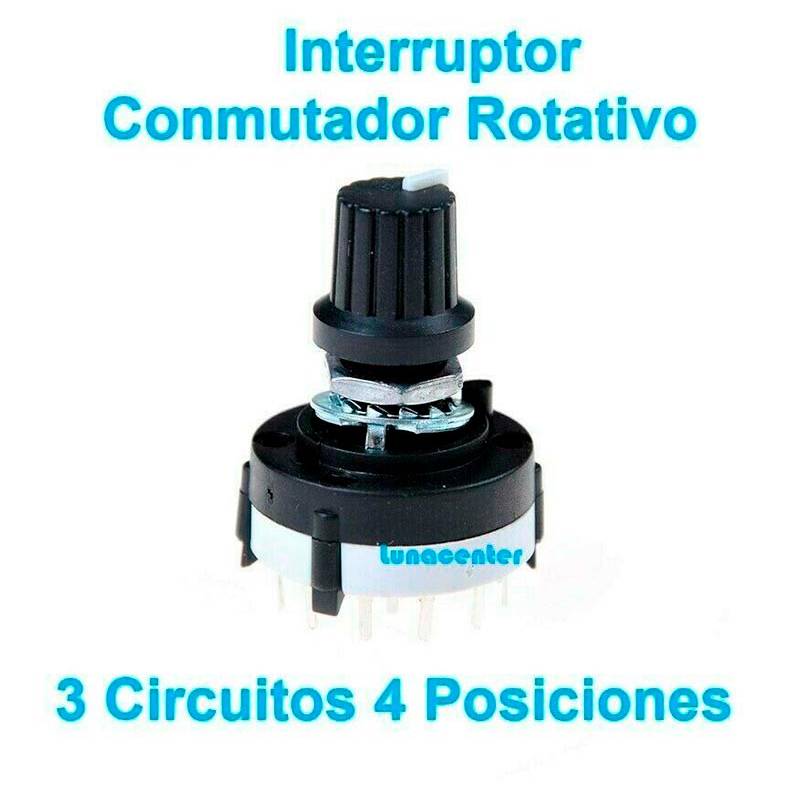 C4 Interruptor Conmutador Rotativo 3 Circuitos 4 Posiciones Longitud Eje 20 mm 